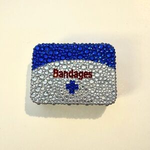 Blue and Silver Rhinestone Bandage Box